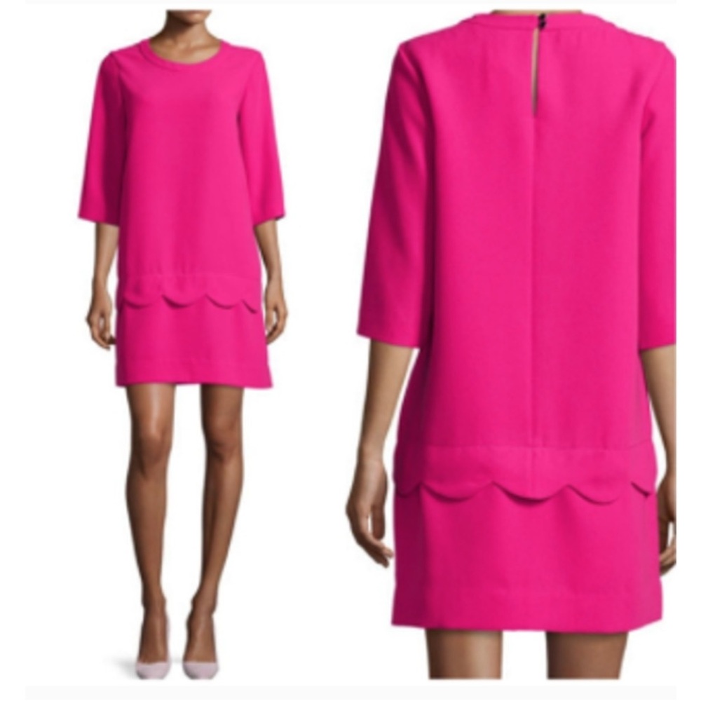Kate Spade Demi Shift Scalloped Dress Barbie Core Pink Size 0
